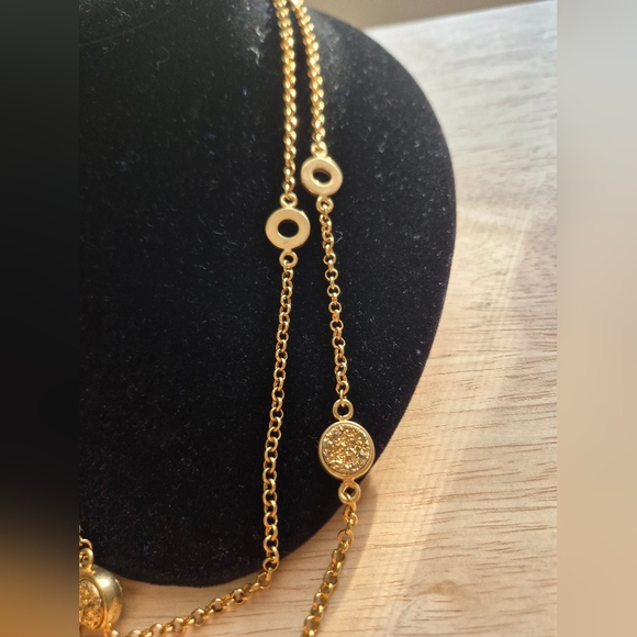 Vintage Christian Dior Druzy  Gold Plated  Station Statement Necklace - Picture 11 of 11